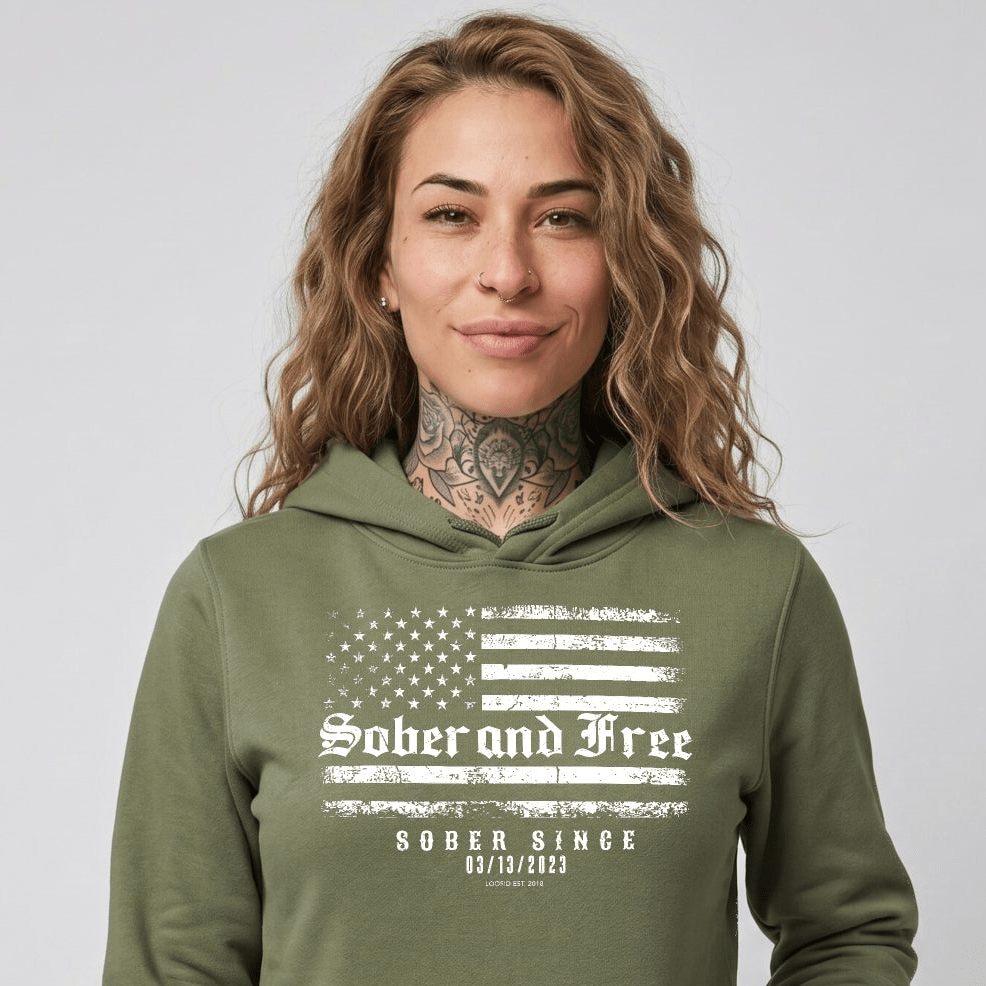 Recovery Hoodie | Sober and Free Custom Sobriety Date
