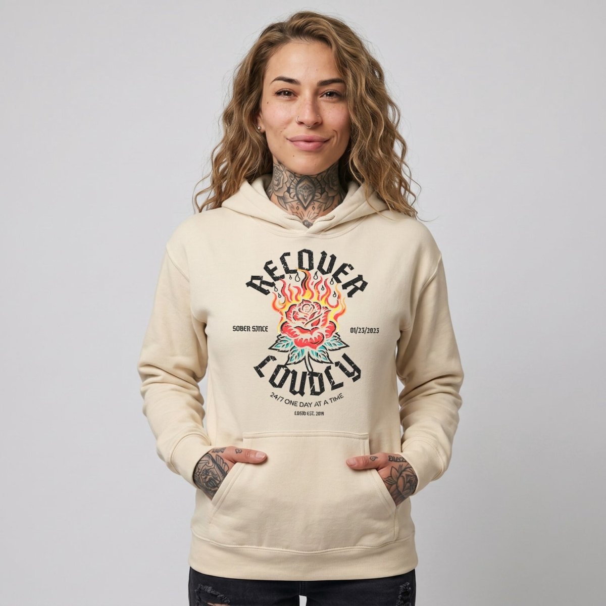 Recovery Hoodie | Recover Loudly Women’s Custom Sobriety Date