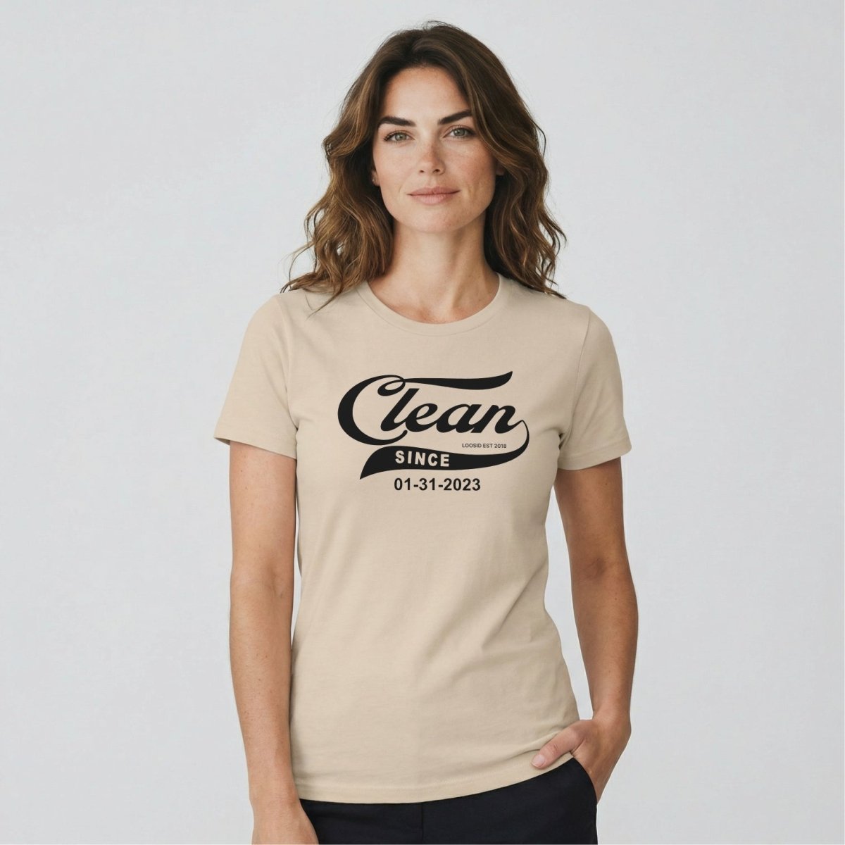 Clean Since Sober T Shirt side view (view 16)
