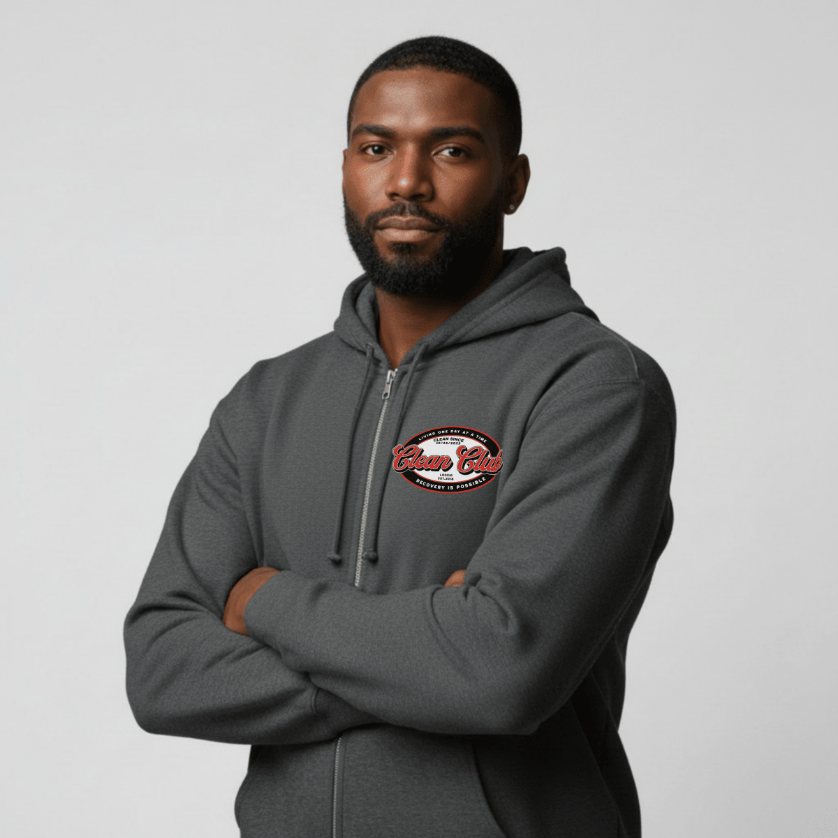 Clean Club Badge Unisex Zip Recovery Hoodie packaging detail (view 8)
