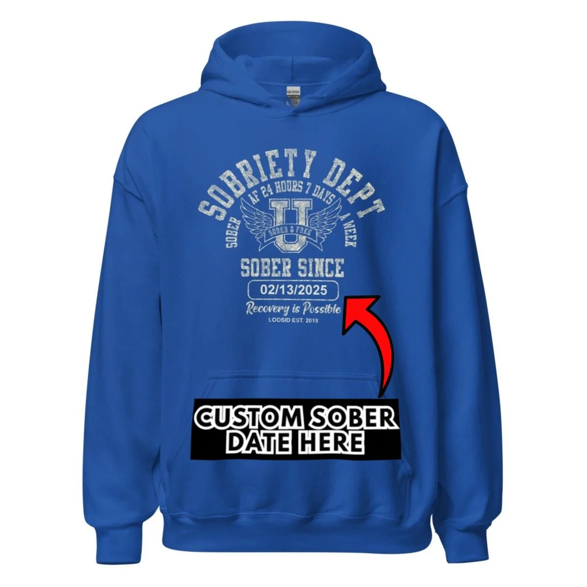 Recovery Hoodie | Sobriety Dept Hoodie with Custom Sobriety Date