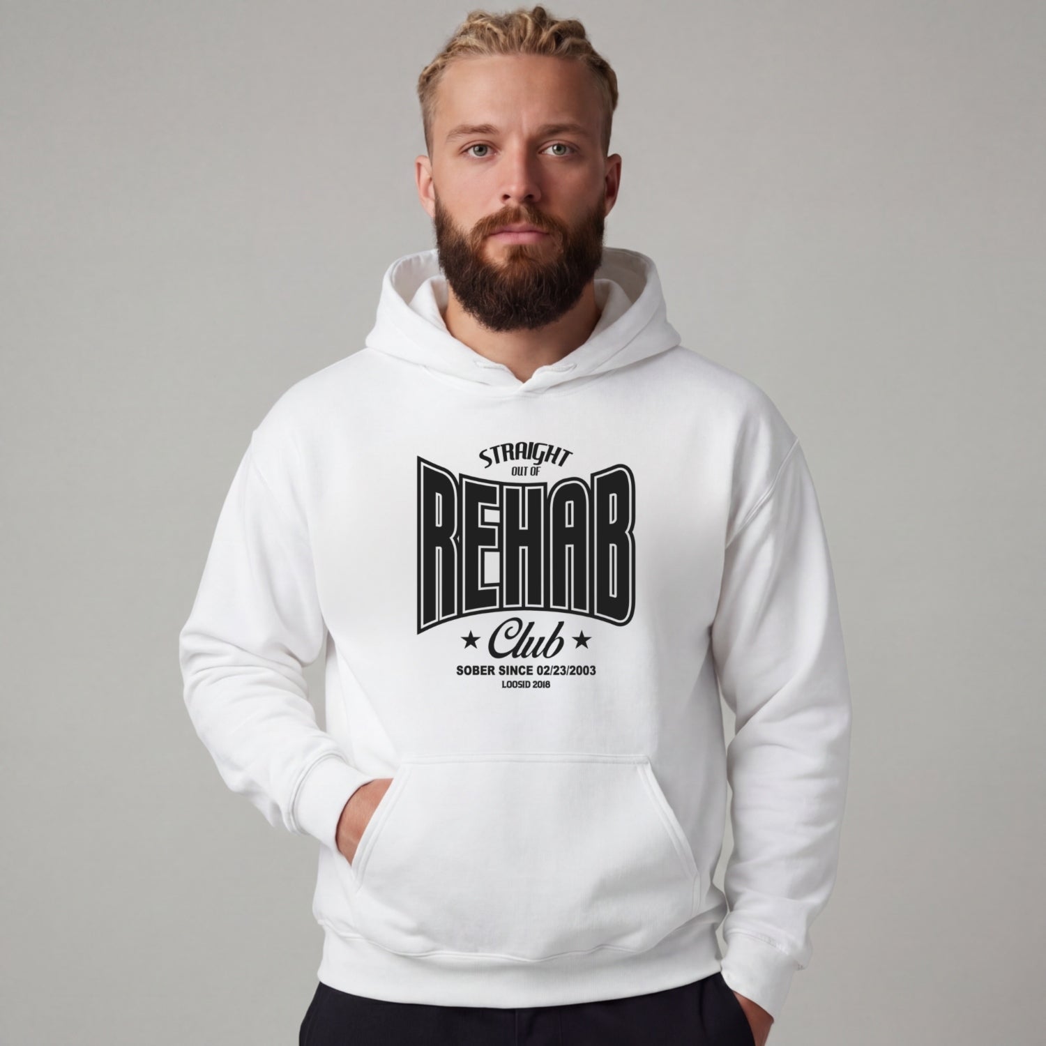 Recovery Hoodie | Men's Rehab Hoodie with Personalized Date