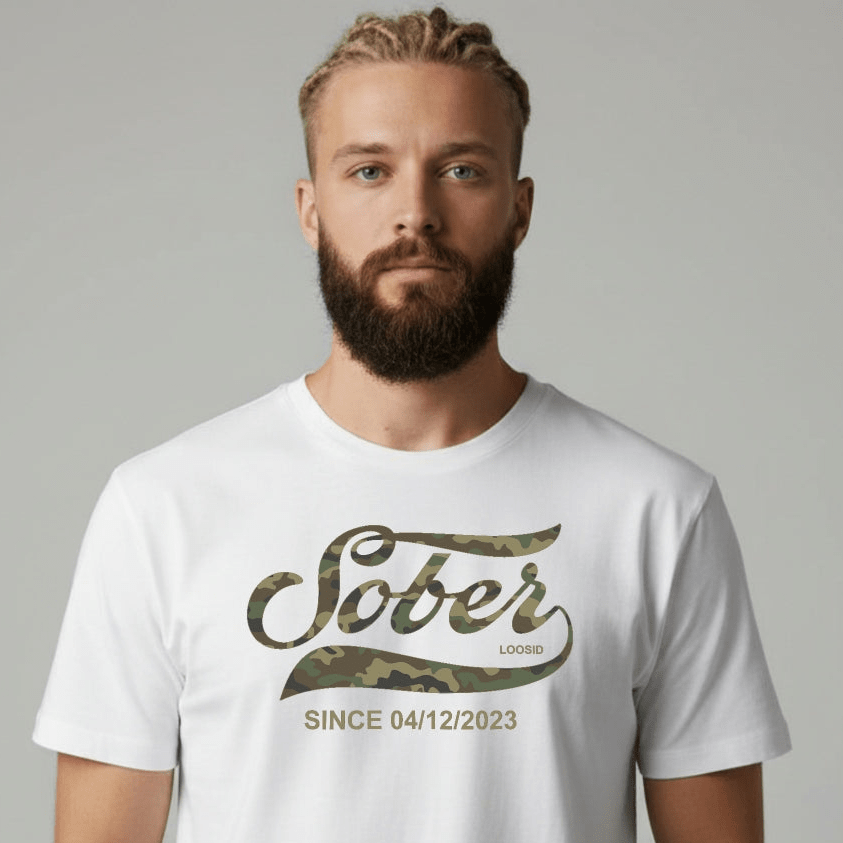 Sober T Shirt | Sober Since Camo Tee with Personalized Date