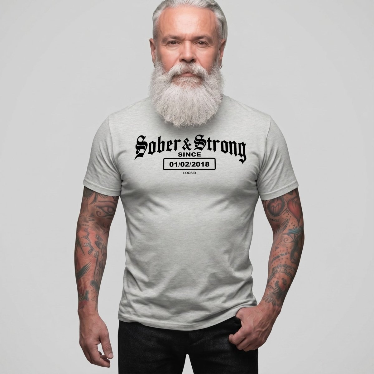 Old School Sober & Strong Sober T Shirt lifestyle view (view 5)