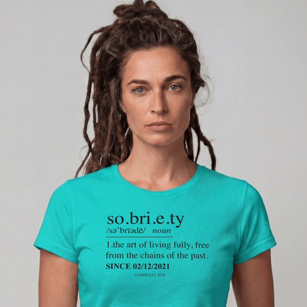 Sober T Shirt | Women's Sobriety Definition Tee with Custom Sober Date