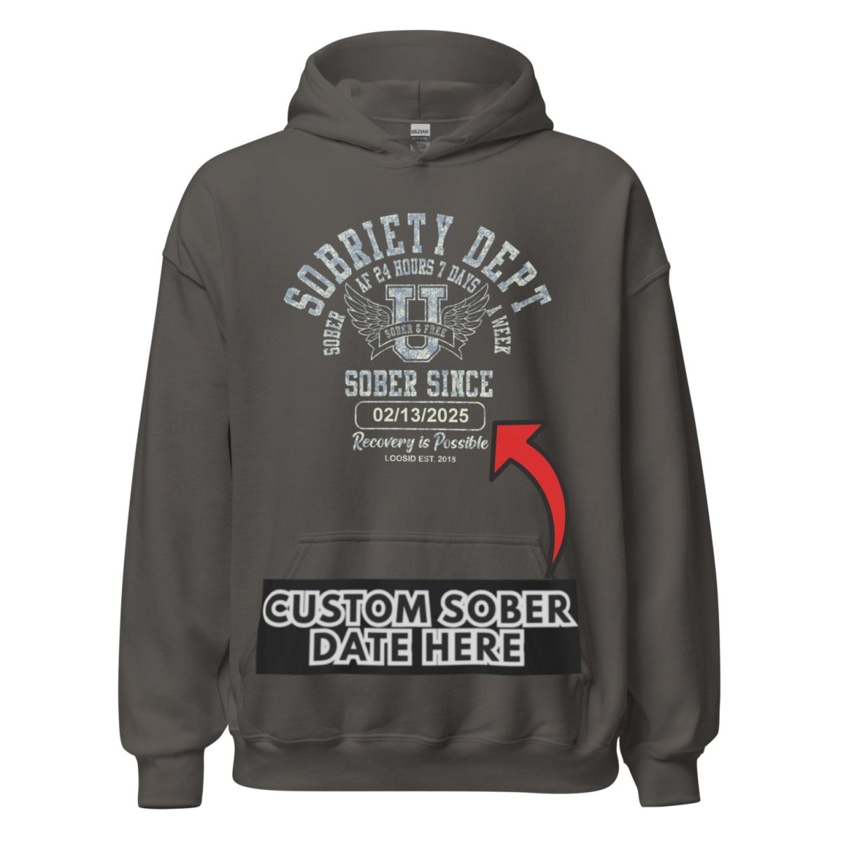 Recovery Hoodie | Sobriety Dept with Custom Sobriety Date