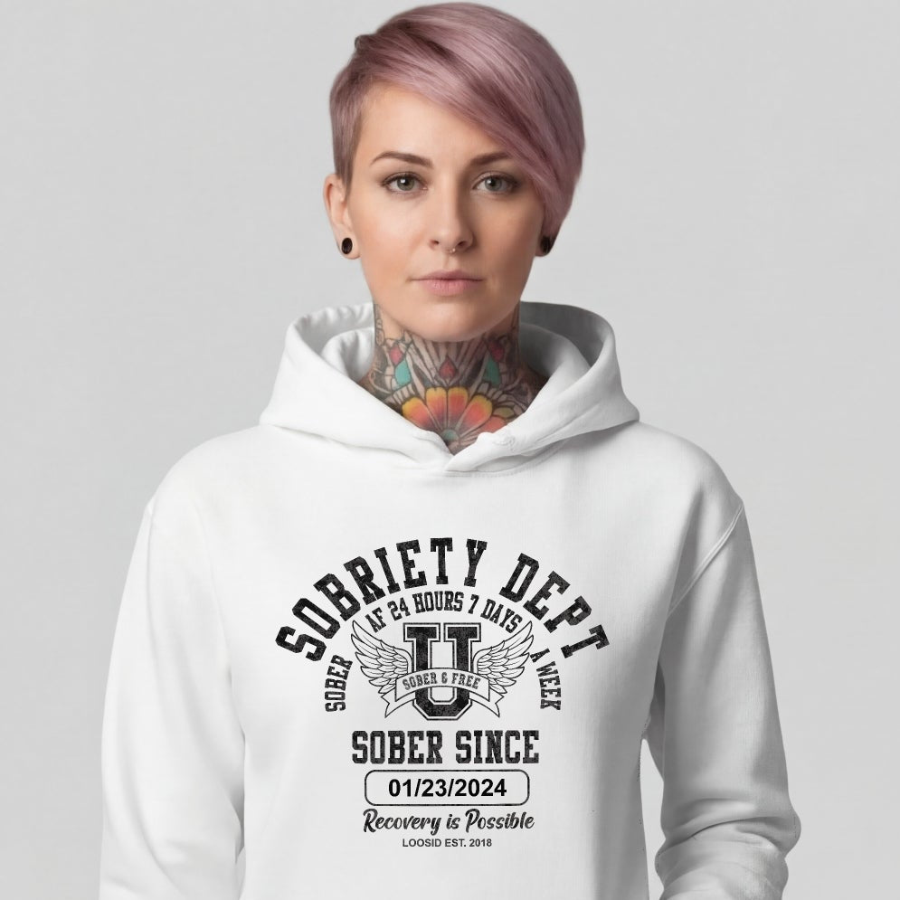 Recovery Hoodie | Sobriety Dept with Custom Sobriety Date