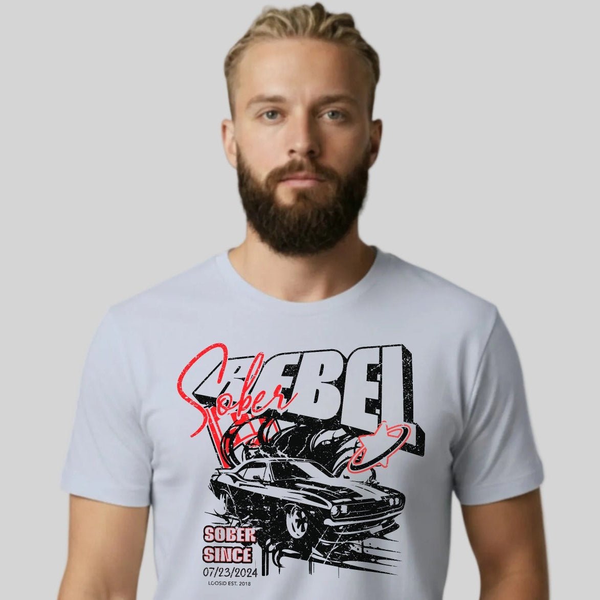 Men's Sober Rebel T-shirt with Custom Sobriety Date