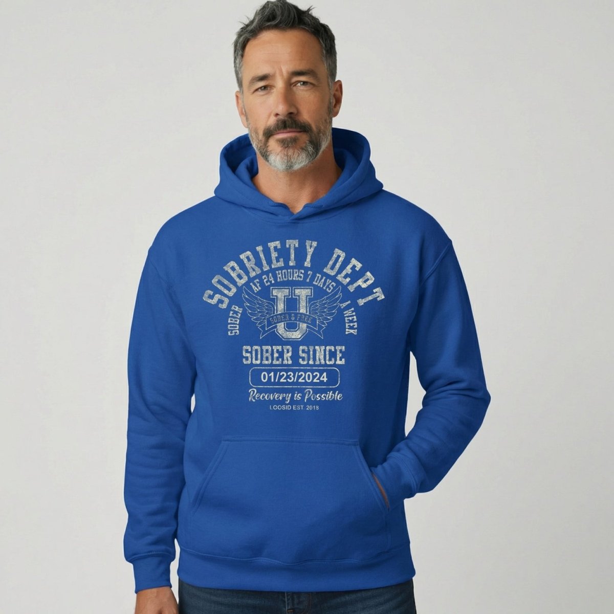 Recovery Hoodie | Sobriety Dept Hoodie with Custom Sobriety Date
