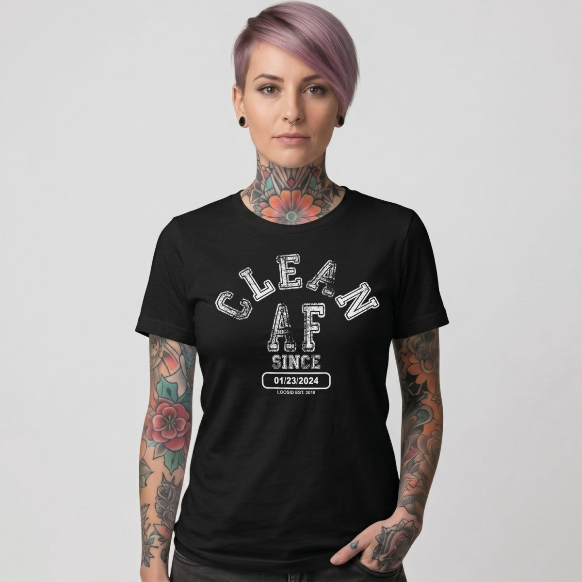 Clean AF Since Clean T-Shirt | Custom Recovery Date