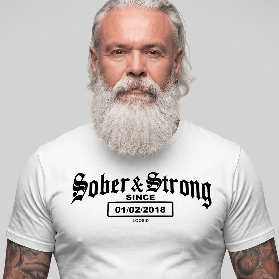 Old School Sober & Strong Sober T Shirt fit detail (view 19)