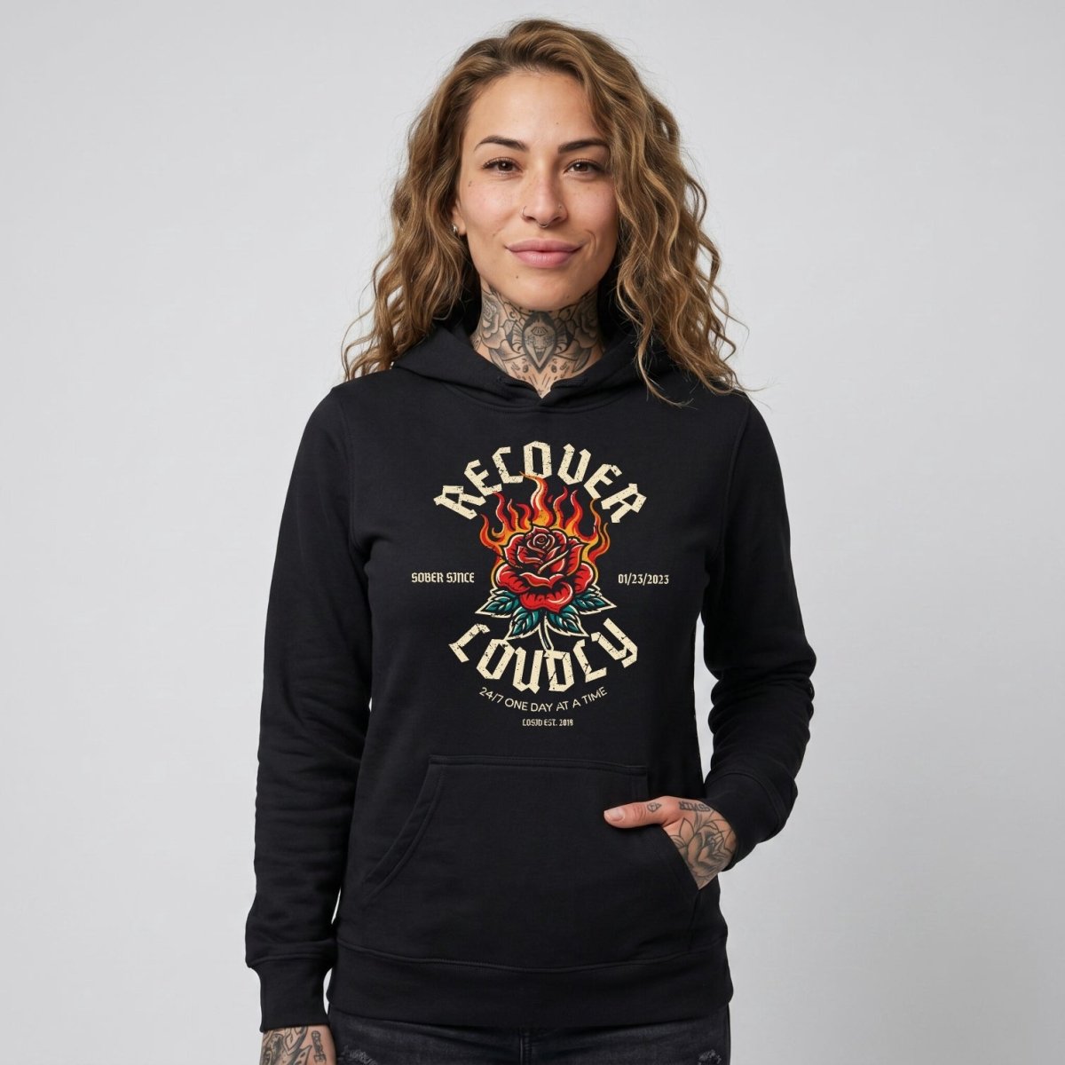 Recovery Hoodie | Recover Loudly Women’s Custom Sobriety Date