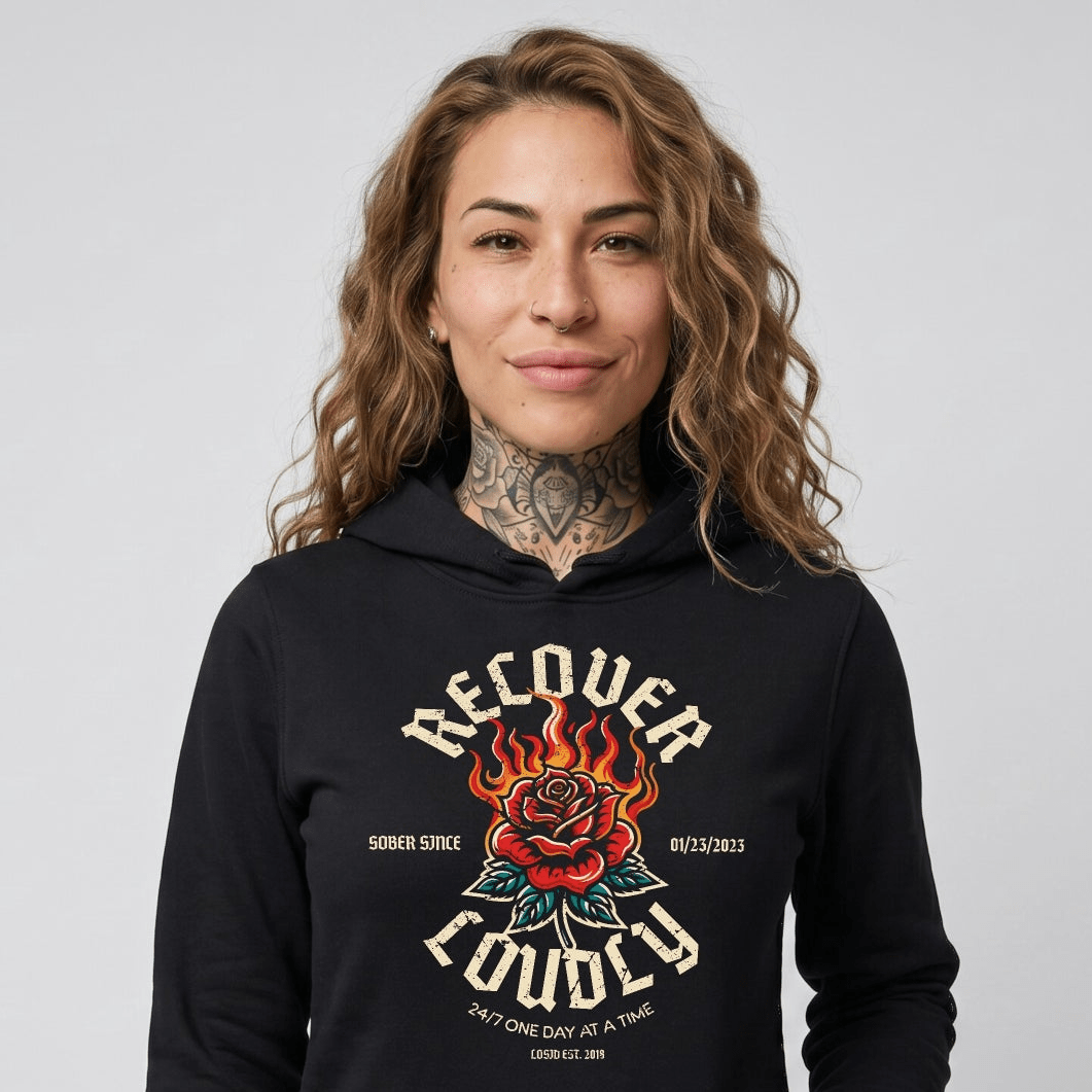 Recovery Hoodie | Recover Loudly Women’s Custom Sobriety Date