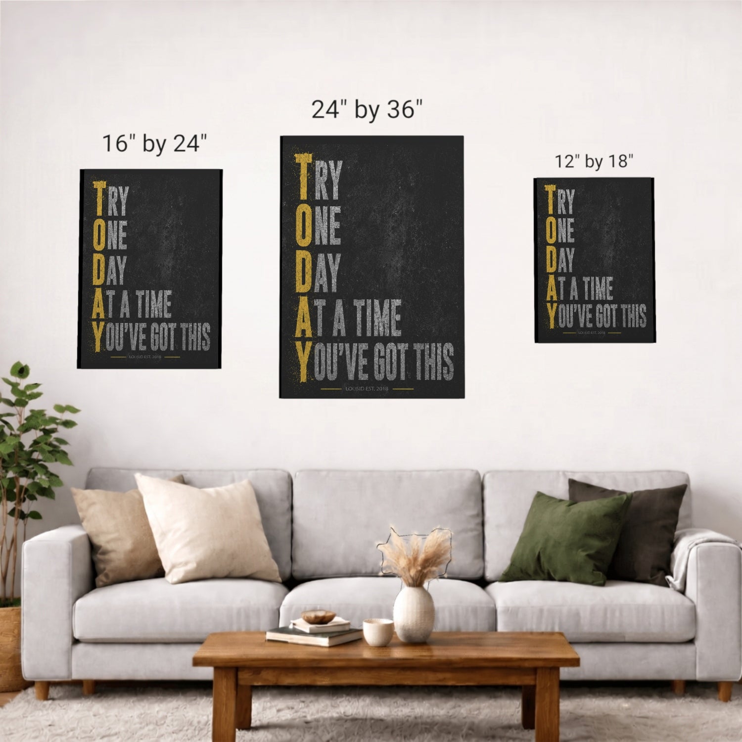 Sobriety Art | Try One Day At A Time Canvas Wall Art