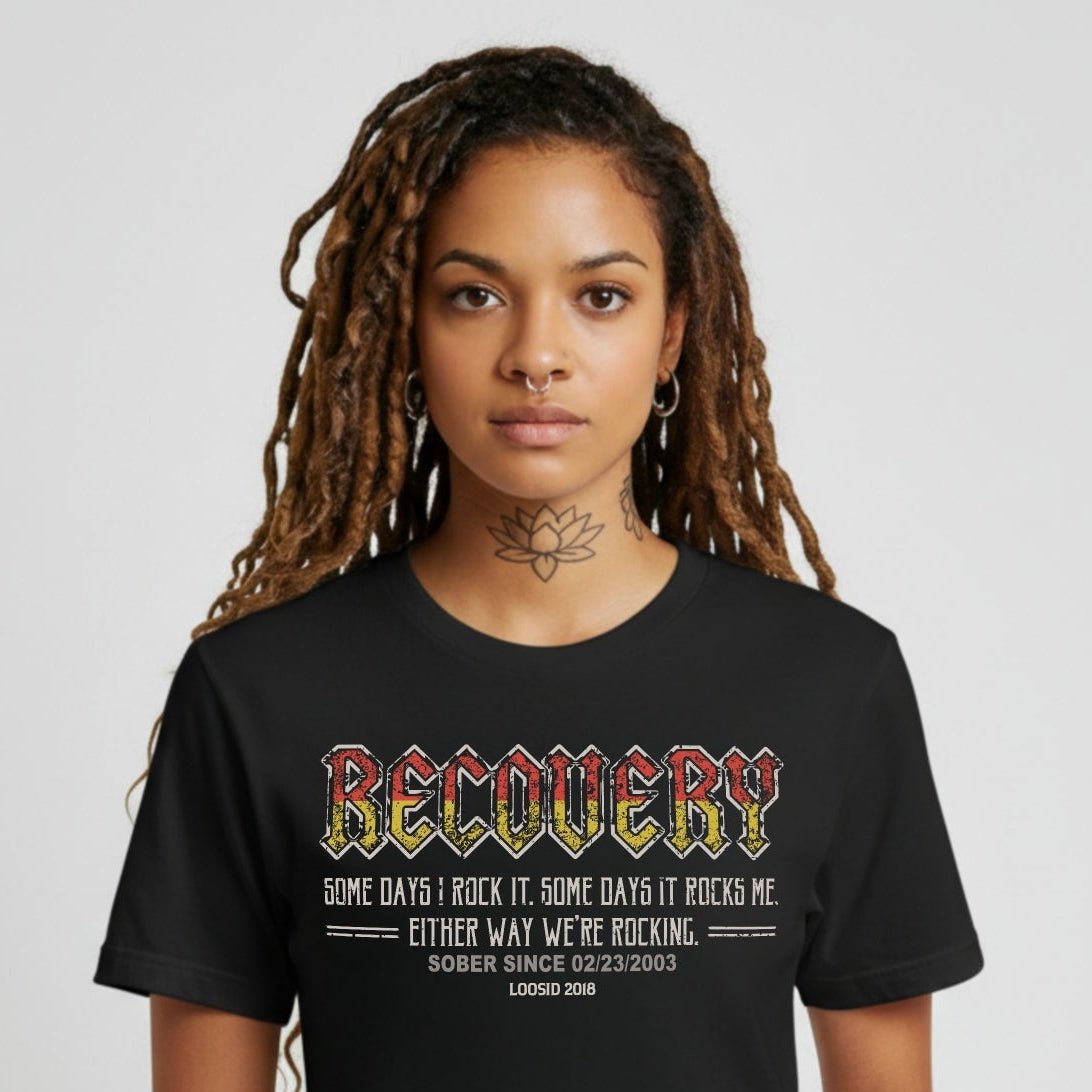 Sober T Shirt | Women's Recovery Rock T-shirt with Personalized Date