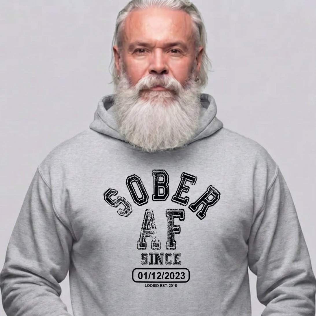 Recovery Hoodie | Sober AF Since Hoodie with Custom Sobriety Date