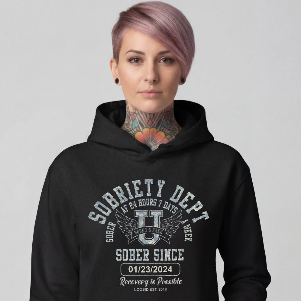 Recovery Hoodie | Sobriety Dept with Custom Sobriety Date