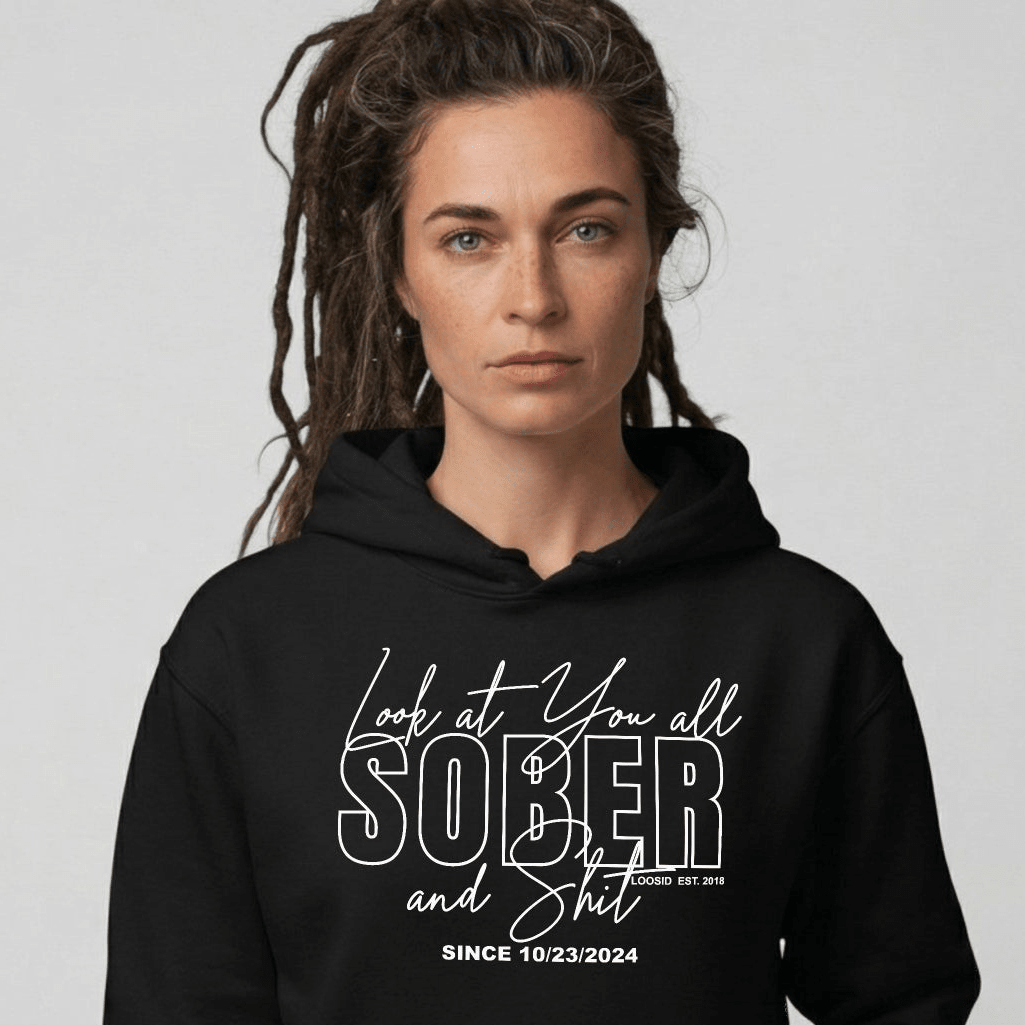 Look at You Sober Recovery Hoodie close-up view (view 2)