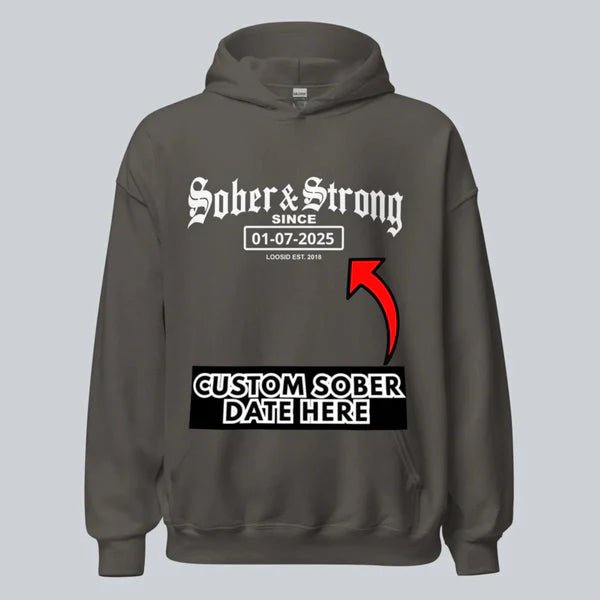 Recovery Hoodie | Unisex Old School Sober Hoodie with Custom Date