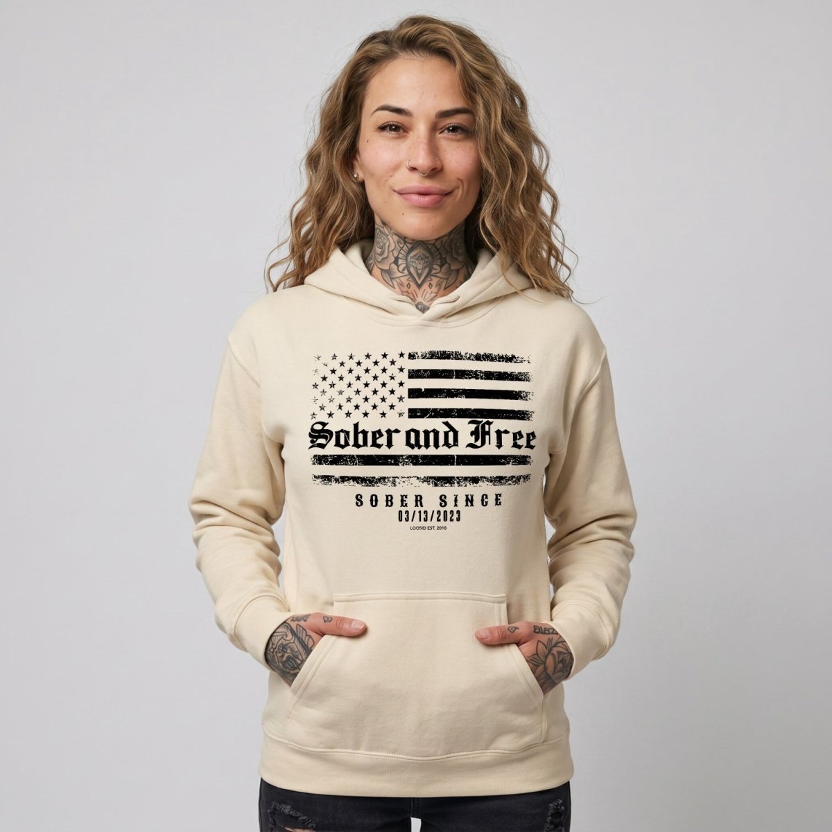 Recovery Hoodie | Sober and Free Custom Sobriety Date