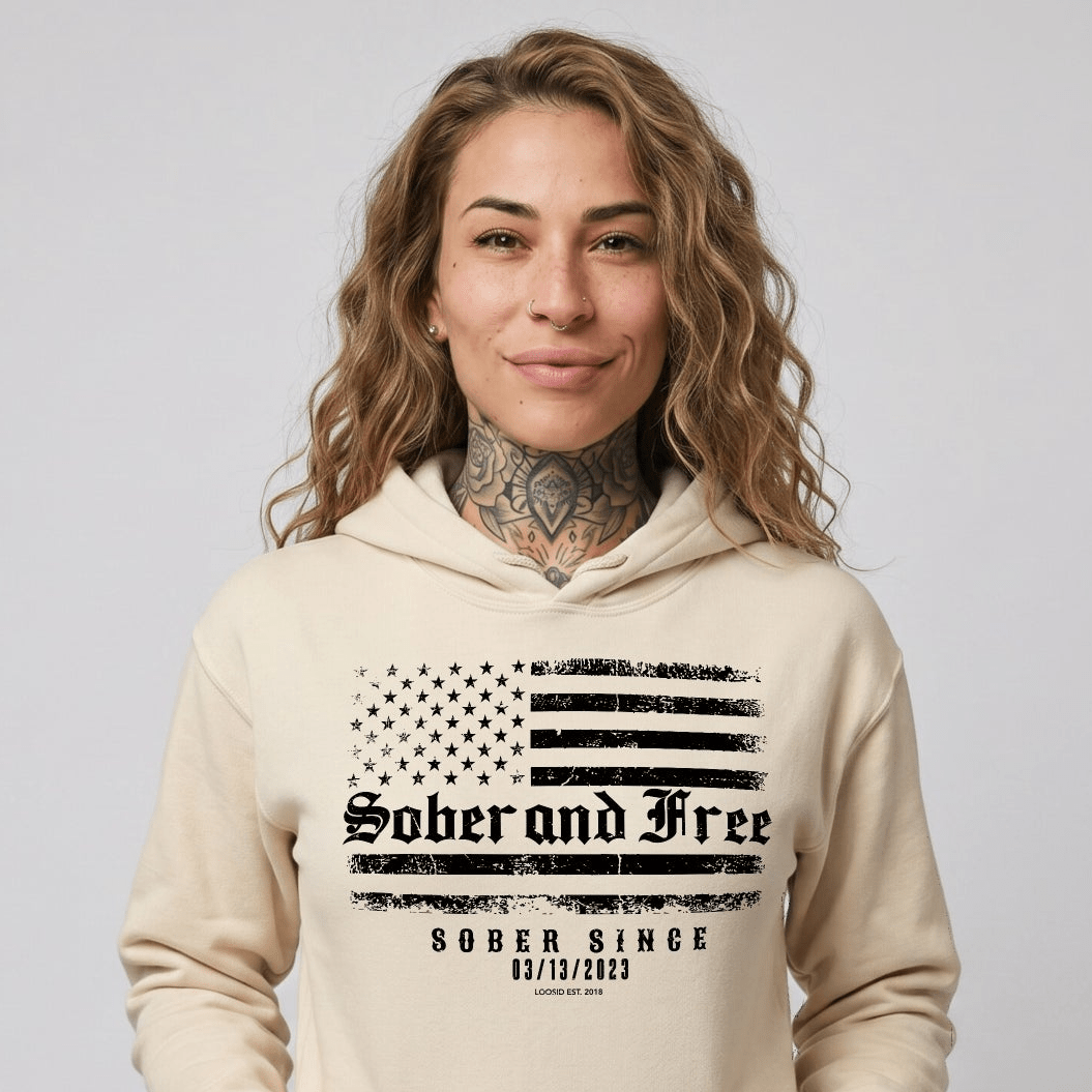 Recovery Hoodie | Sober and Free Custom Sobriety Date