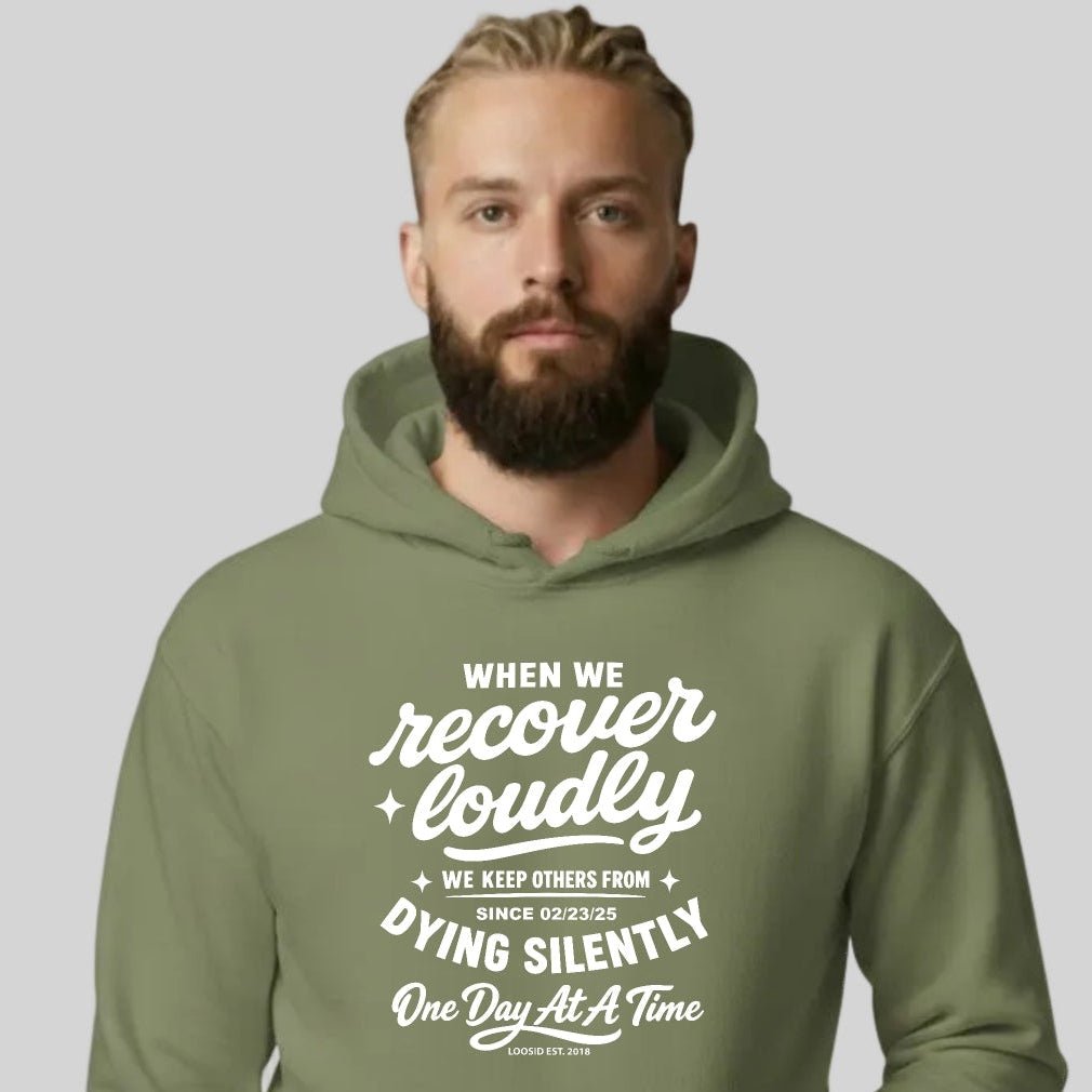 When we recover loudly men's hoodie