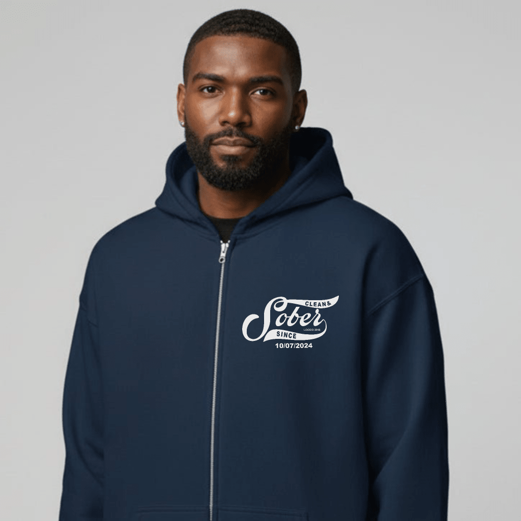 Sober Since Recovery Hoodie back view (view 7)