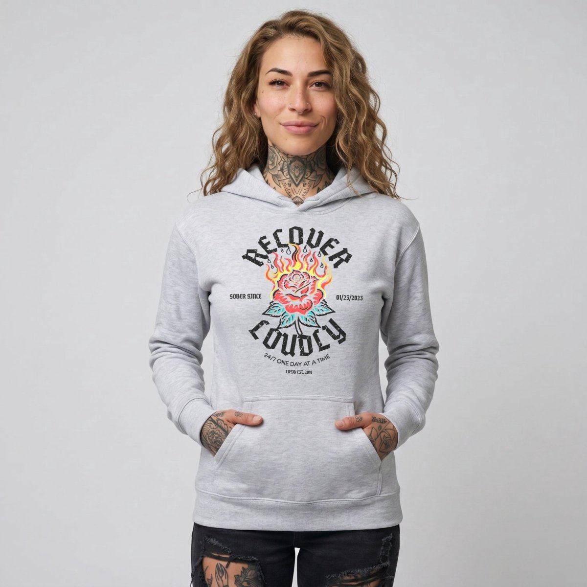 Recovery Hoodie | Recover Loudly Women’s Custom Sobriety Date
