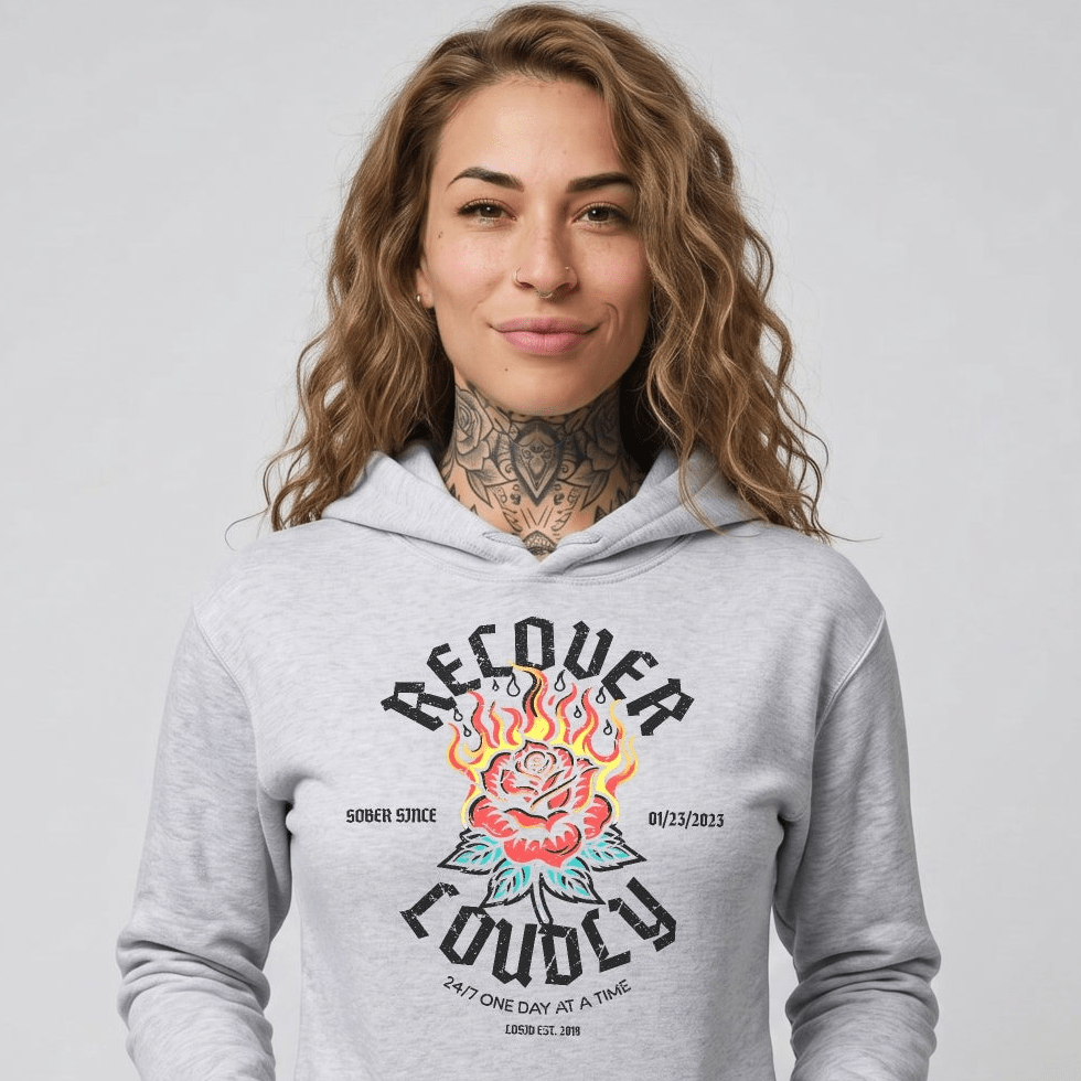 Recovery Hoodie | Recover Loudly Women’s Custom Sobriety Date