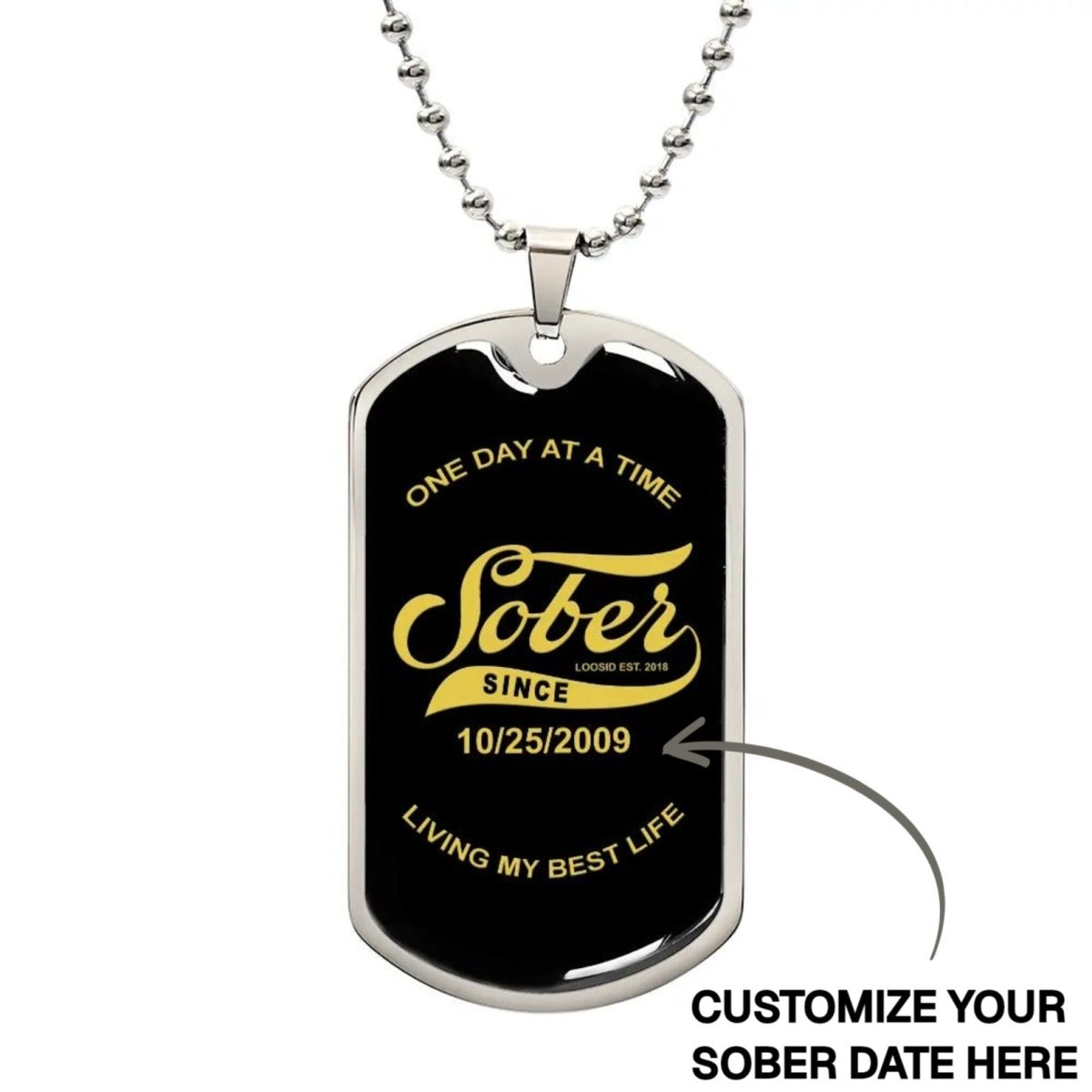 Sobriety Gift | Sober Since Dog Tag Jewelry