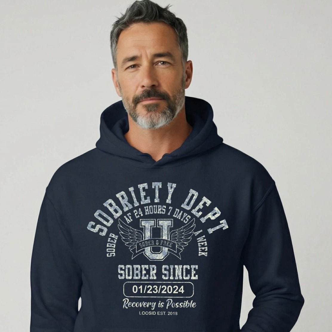 Recovery Hoodie | Sobriety Dept Hoodie with Custom Sobriety Date