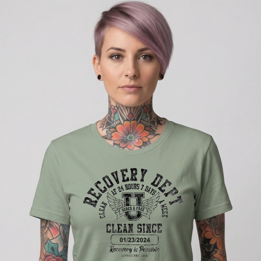 Recovery Dept Sober T-Shirt | Personalized Clean Since Sobriety Tee