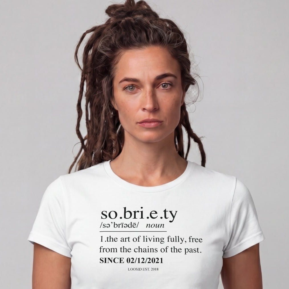 Sober T Shirt | Women's Sobriety Definition Tee with Custom Sober Date