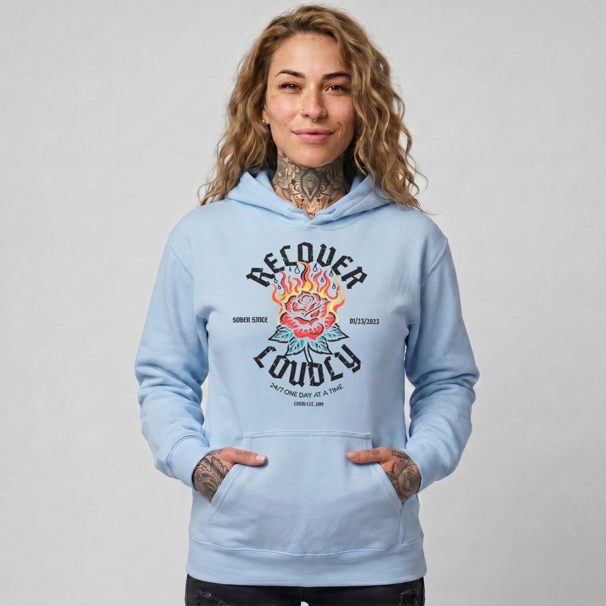 Recovery Hoodie | Recover Loudly Women’s Custom Sobriety Date