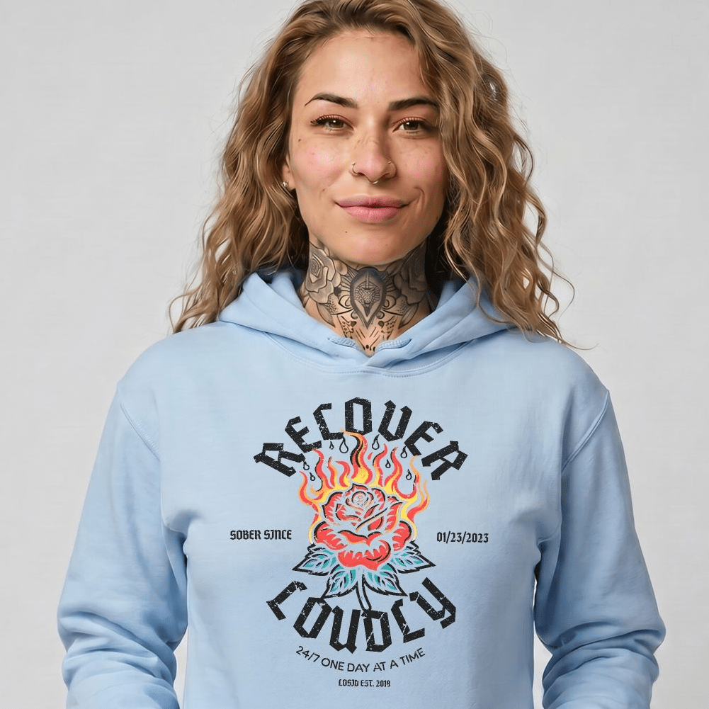Recovery Hoodie | Recover Loudly Women’s Custom Sobriety Date