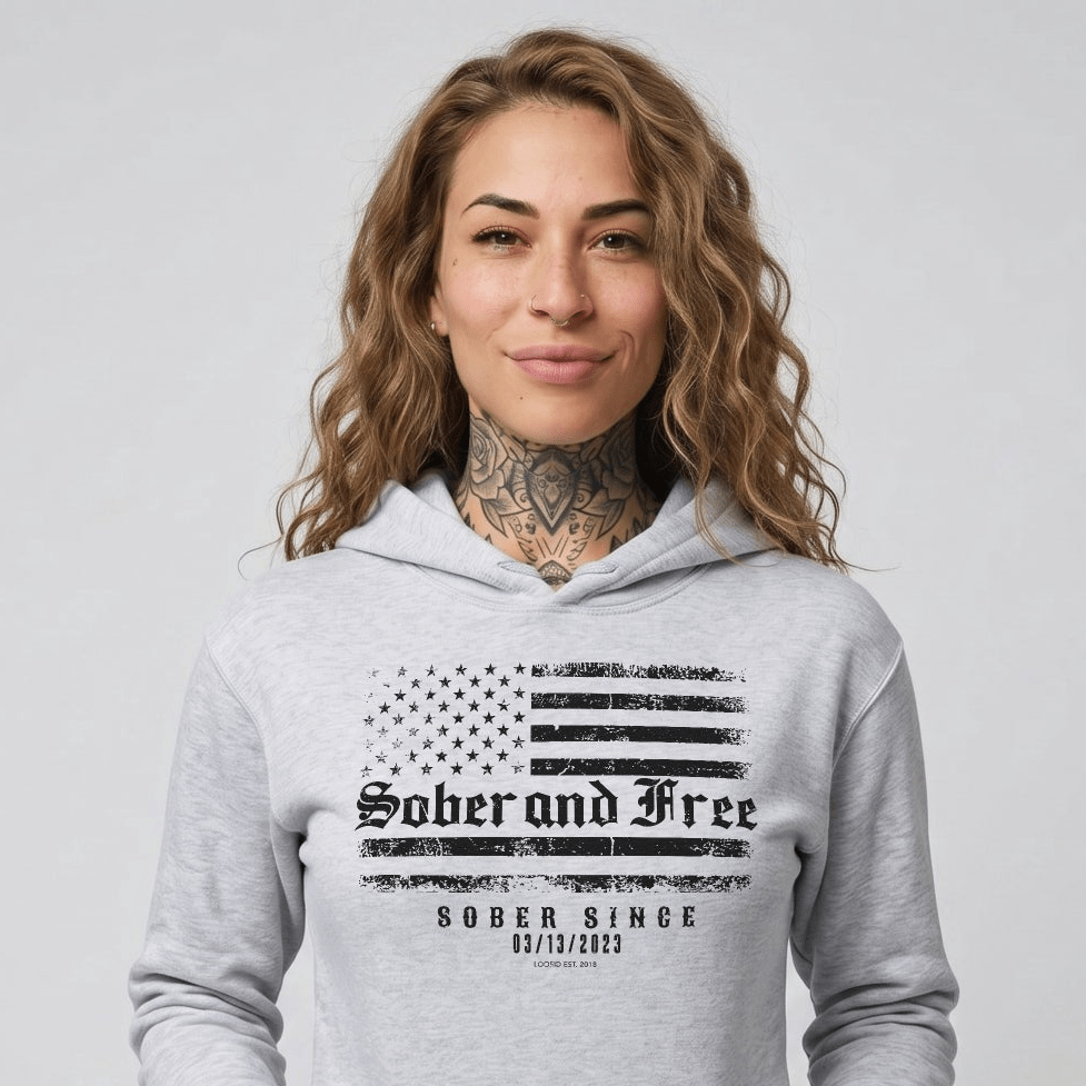 Recovery Hoodie | Sober and Free Custom Sobriety Date