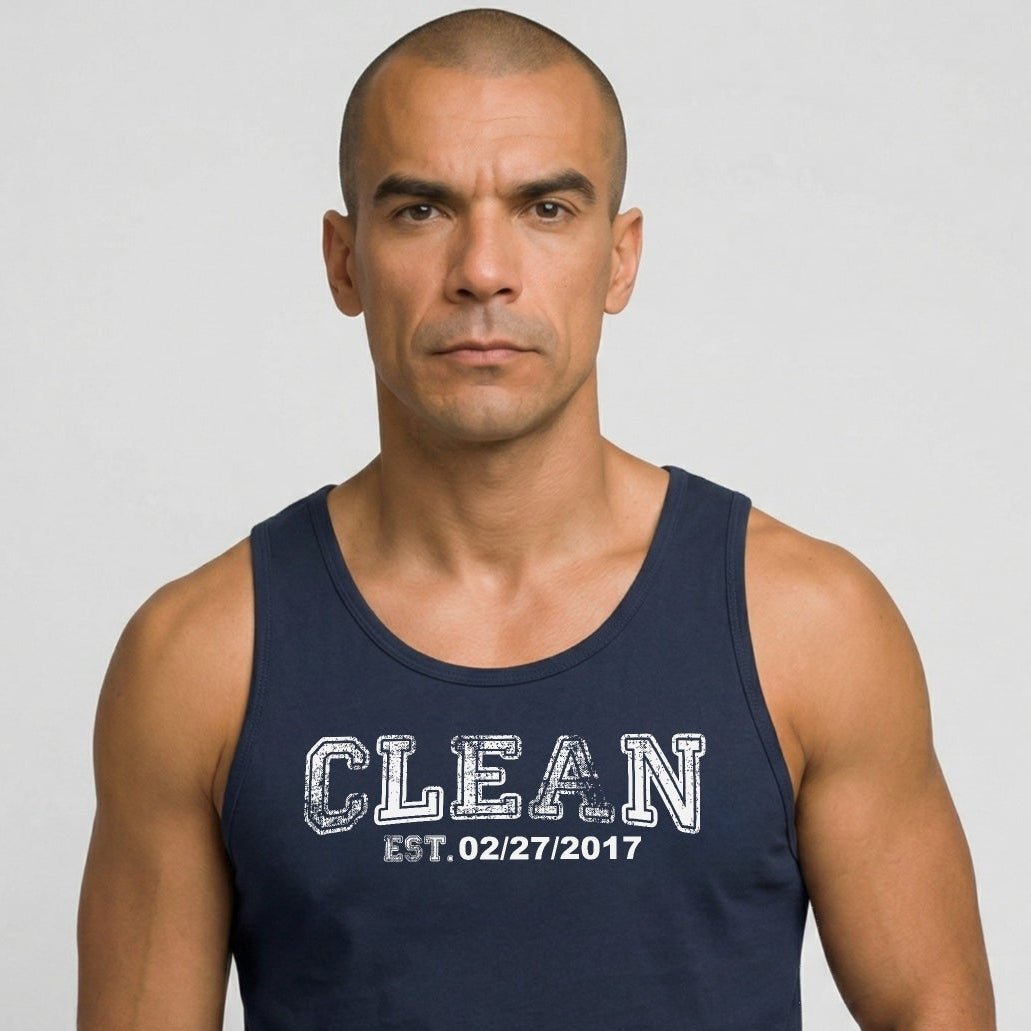 Clean Men's Tank Top W/ Personalize Recovery Date