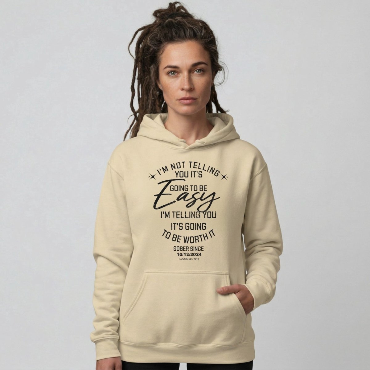 Women’s Sober Hoodie | I’m Not Telling Your It's Easy Custom Sobriety Hoodie