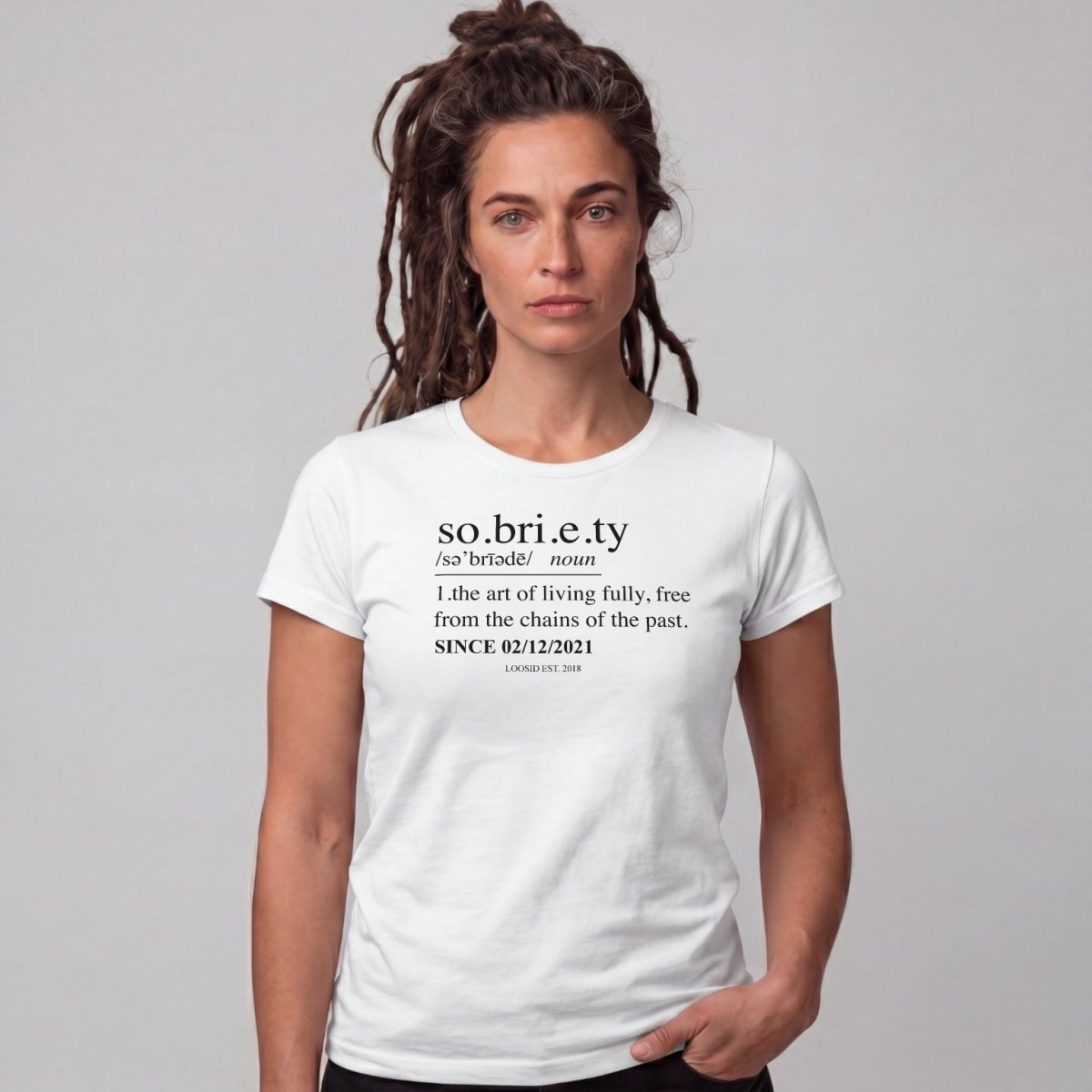 Sober T Shirt | Women's Sobriety Definition Tee with Custom Sober Date