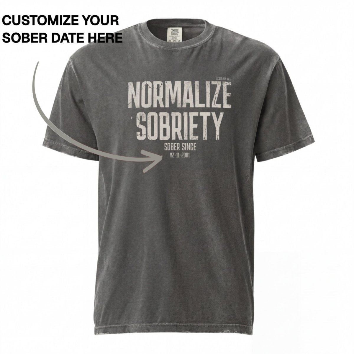 Sober T Shirt | Men's Washed Normalize Sobriety Garment-Dyed