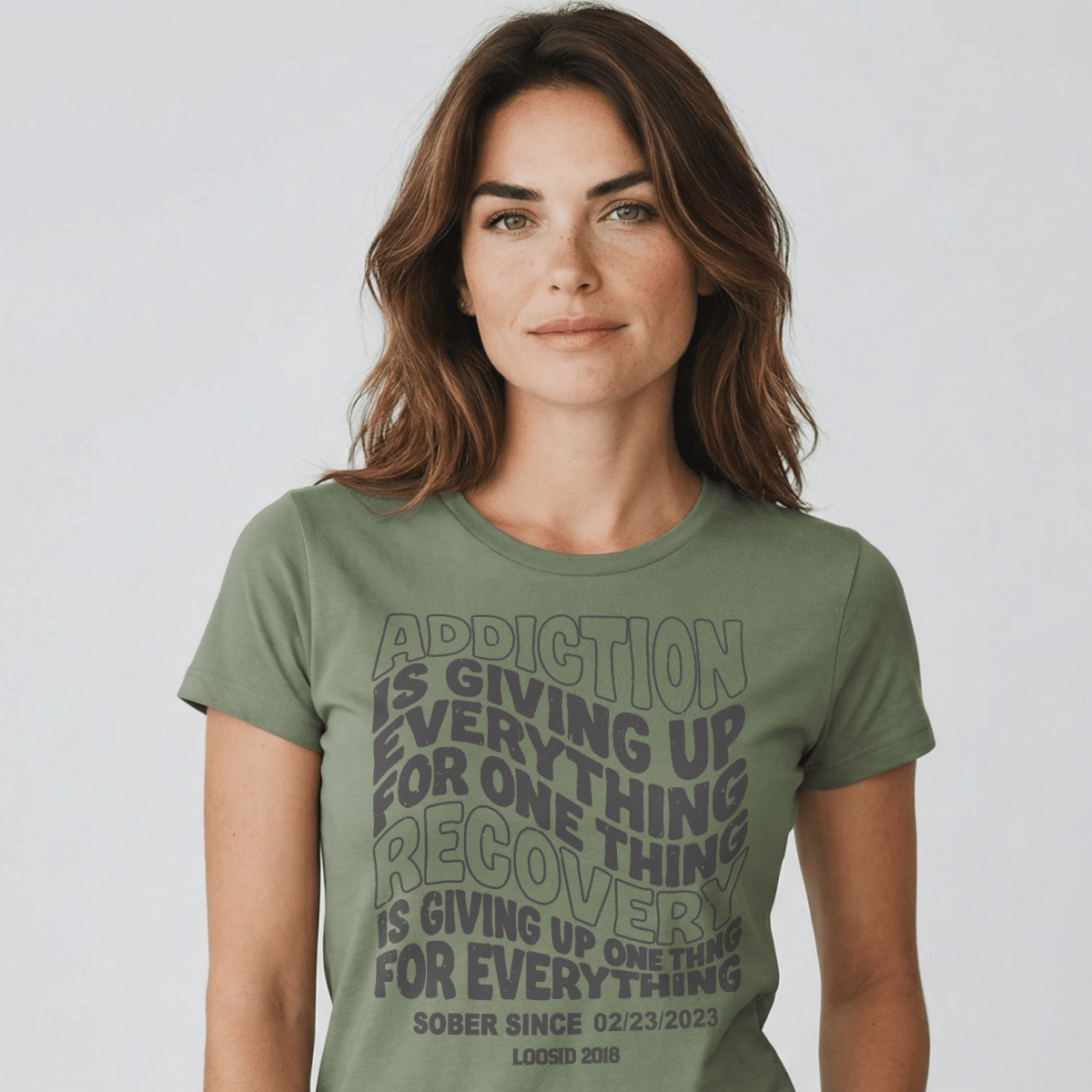 Sober T Shirt | Women's Addiction is Giving up T-shirt with Personalized Date