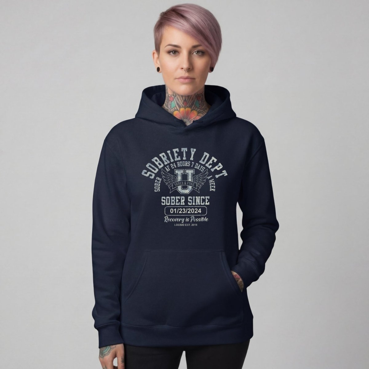 Recovery Hoodie | Sobriety Dept with Custom Sobriety Date