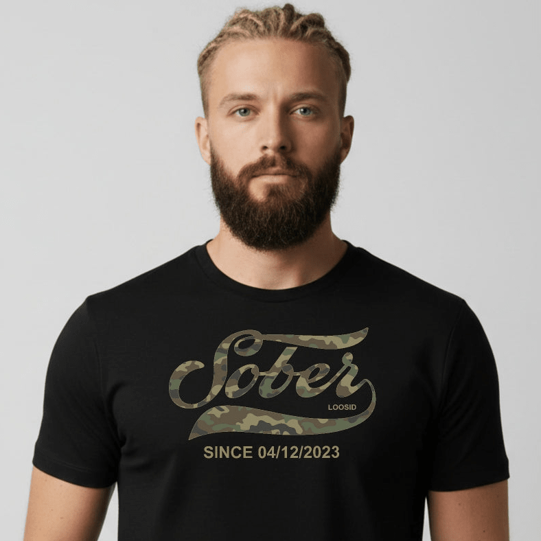 Sober T Shirt | Sober Since Camo Tee with Personalized Date