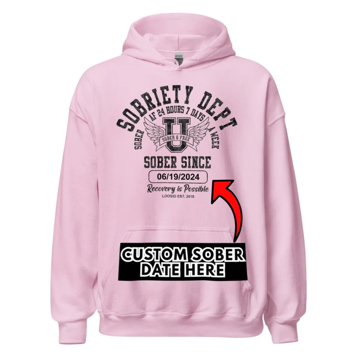 Recovery Hoodie | Sobriety Dept with Custom Sobriety Date