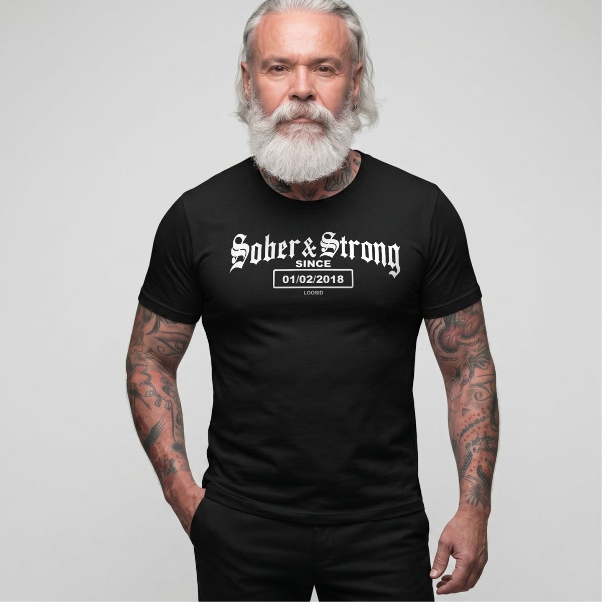Old School Sober & Strong Sober T Shirt fit detail (view 9)