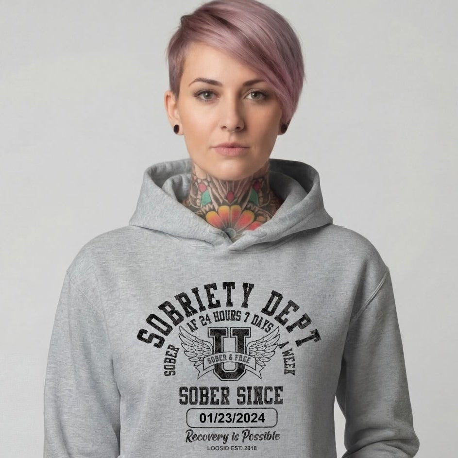 Recovery Hoodie | Sobriety Dept with Custom Sobriety Date