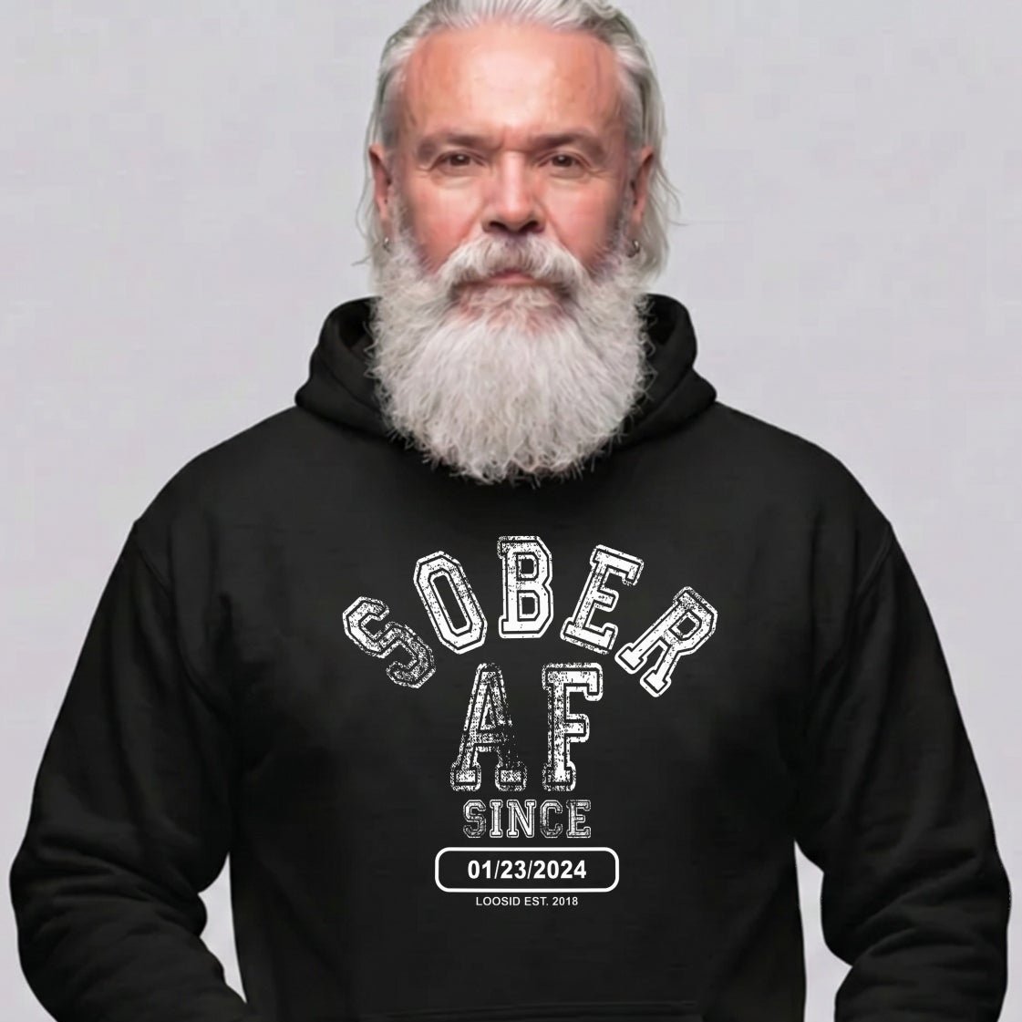 Recovery Hoodie | Sober AF Since Hoodie with Custom Sobriety Date