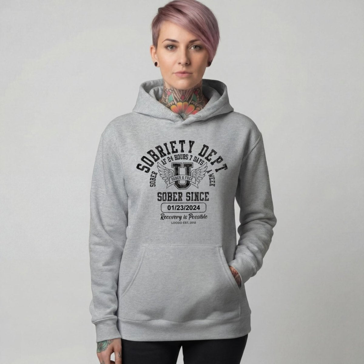Recovery Hoodie | Sobriety Dept with Custom Sobriety Date