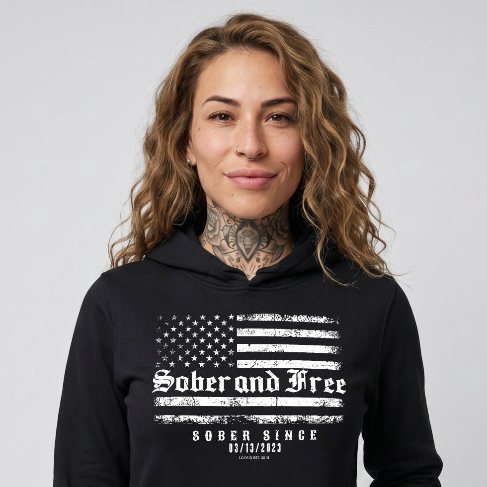 Recovery Hoodie | Sober and Free Custom Sobriety Date