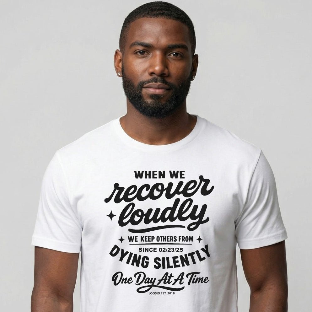 When we recover loudly men Sober T Shirt close-up view (view 12)
